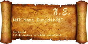 Nádasi Euridiké névjegykártya